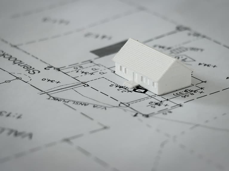 3D-hus på ritning